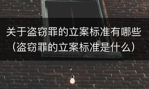 关于盗窃罪的立案标准有哪些（盗窃罪的立案标准是什么）