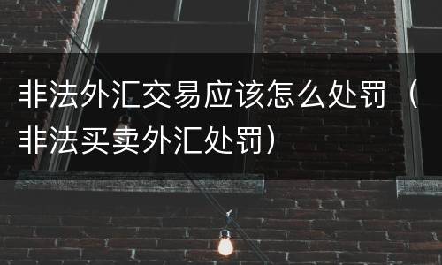 非法外汇交易应该怎么处罚（非法买卖外汇处罚）