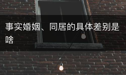 事实婚姻、同居的具体差别是啥