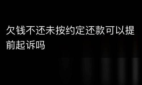 欠钱不还未按约定还款可以提前起诉吗