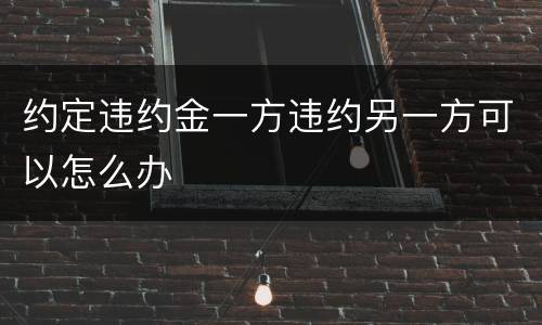 约定违约金一方违约另一方可以怎么办