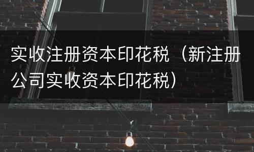 实收注册资本印花税（新注册公司实收资本印花税）