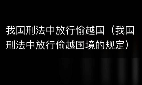 我国刑法中放行偷越国（我国刑法中放行偷越国境的规定）