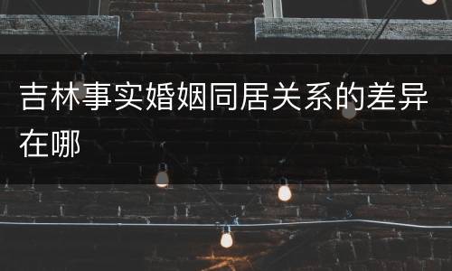 吉林事实婚姻同居关系的差异在哪