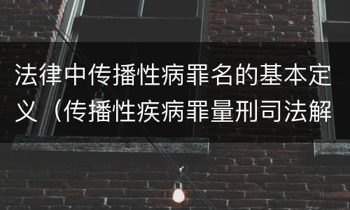 法律中传播性病罪名的基本定义（传播性疾病罪量刑司法解释）
