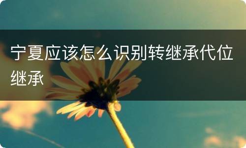 宁夏应该怎么识别转继承代位继承