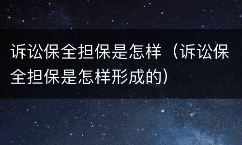 诉讼保全担保是怎样（诉讼保全担保是怎样形成的）
