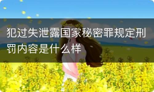 犯过失泄露国家秘密罪规定刑罚内容是什么样