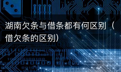 湖南欠条与借条都有何区别（借欠条的区别）