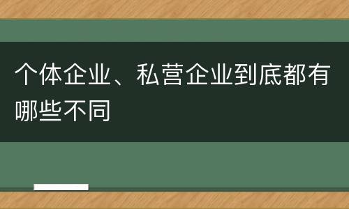 个体企业、私营企业到底都有哪些不同