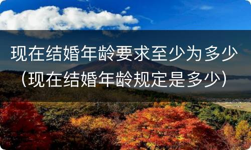 现在结婚年龄要求至少为多少（现在结婚年龄规定是多少）