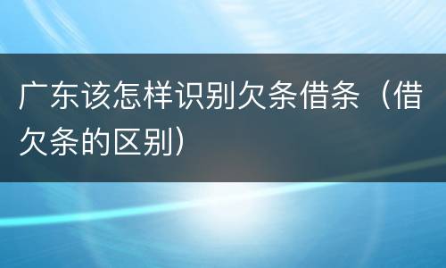 广东该怎样识别欠条借条（借欠条的区别）