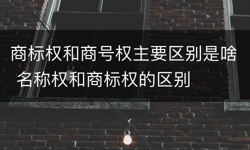 商标权和商号权主要区别是啥 名称权和商标权的区别