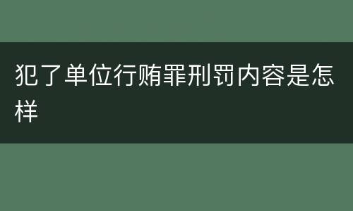 犯了单位行贿罪刑罚内容是怎样