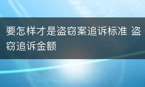 要怎样才是盗窃案追诉标准 盗窃追诉金额