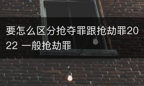 要怎么区分抢夺罪跟抢劫罪2022 一般抢劫罪
