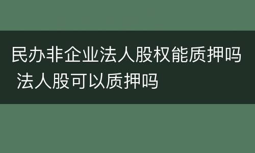 民办非企业法人股权能质押吗 法人股可以质押吗