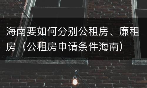 海南要如何分别公租房、廉租房（公租房申请条件海南）