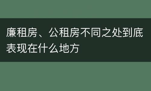 廉租房、公租房不同之处到底表现在什么地方