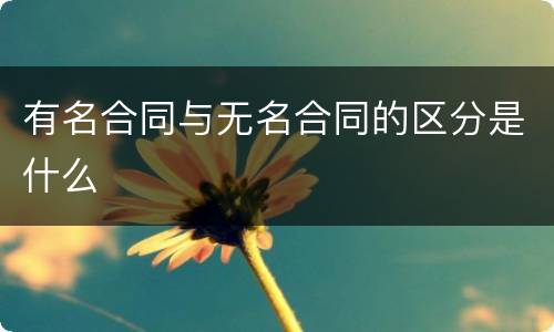 有名合同与无名合同的区分是什么