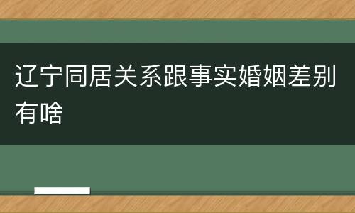 辽宁同居关系跟事实婚姻差别有啥