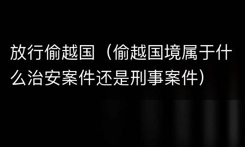 放行偷越国（偷越国境属于什么治安案件还是刑事案件）