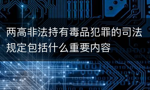 两高非法持有毒品犯罪的司法规定包括什么重要内容