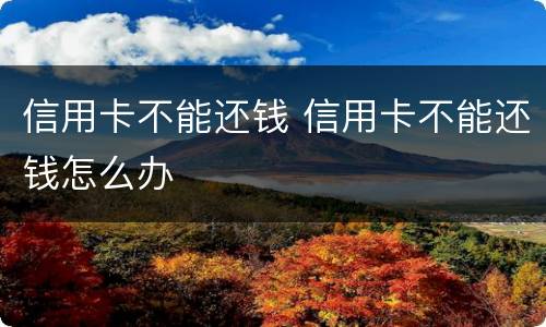 信用卡不能还钱 信用卡不能还钱怎么办