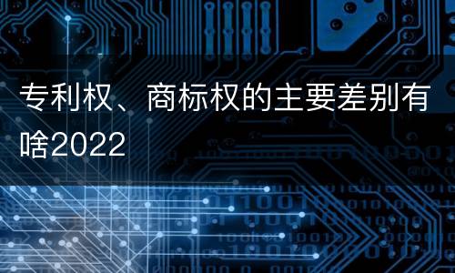 专利权、商标权的主要差别有啥2022
