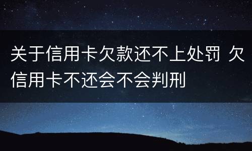 关于信用卡欠款还不上处罚 欠信用卡不还会不会判刑