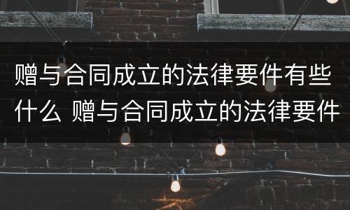 赠与合同成立的法律要件有些什么 赠与合同成立的法律要件有些什么呢