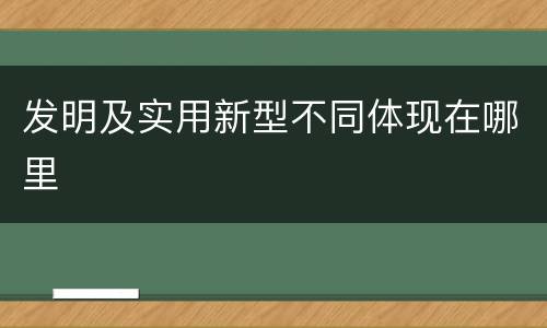 发明及实用新型不同体现在哪里