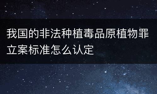 我国的非法种植毒品原植物罪立案标准怎么认定
