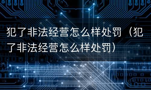 犯了非法经营怎么样处罚（犯了非法经营怎么样处罚）