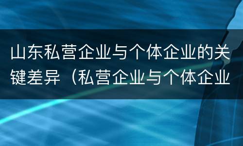 山东私营企业与个体企业的关键差异（私营企业与个体企业的区别）