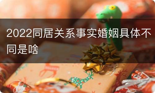 2022同居关系事实婚姻具体不同是啥