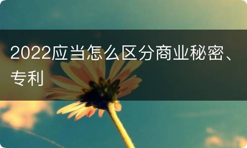 2022应当怎么区分商业秘密、专利