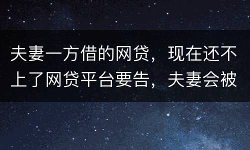夫妻一方借的网贷，现在还不上了网贷平台要告，夫妻会被一起告吗