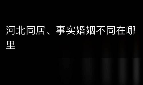 河北同居、事实婚姻不同在哪里