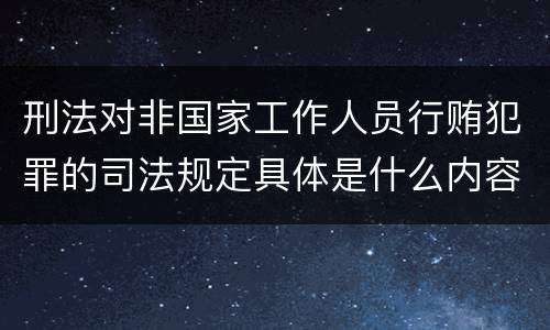 刑法对非国家工作人员行贿犯罪的司法规定具体是什么内容