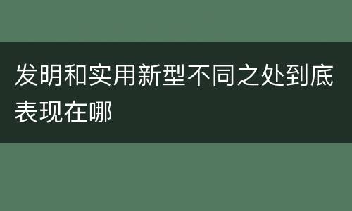 发明和实用新型不同之处到底表现在哪