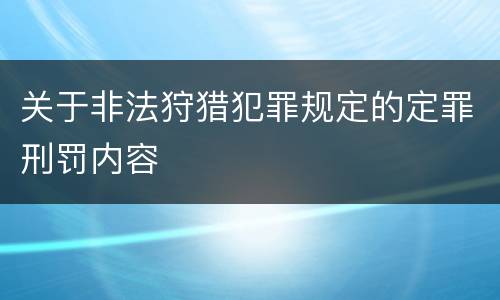关于非法狩猎犯罪规定的定罪刑罚内容