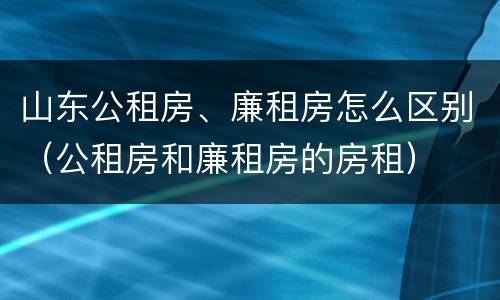山东公租房、廉租房怎么区别（公租房和廉租房的房租）