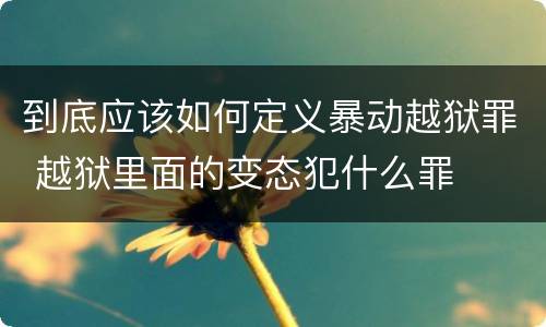 到底应该如何定义暴动越狱罪 越狱里面的变态犯什么罪