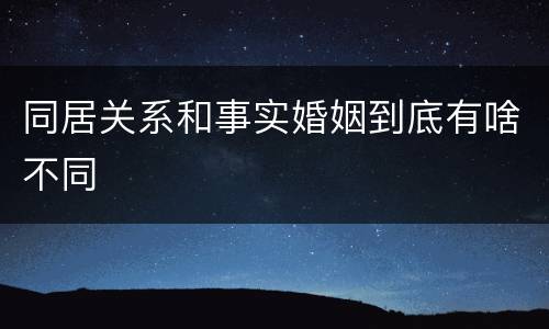 同居关系和事实婚姻到底有啥不同