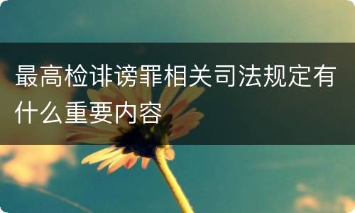 最高检诽谤罪相关司法规定有什么重要内容
