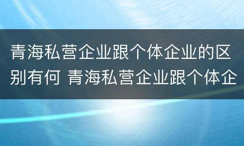 青海私营企业跟个体企业的区别有何 青海私营企业跟个体企业的区别有何联系