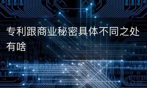 专利跟商业秘密具体不同之处有啥
