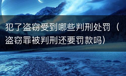 犯了盗窃受到哪些判刑处罚（盗窃罪被判刑还要罚款吗）