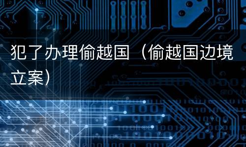 犯了办理偷越国（偷越国边境立案）